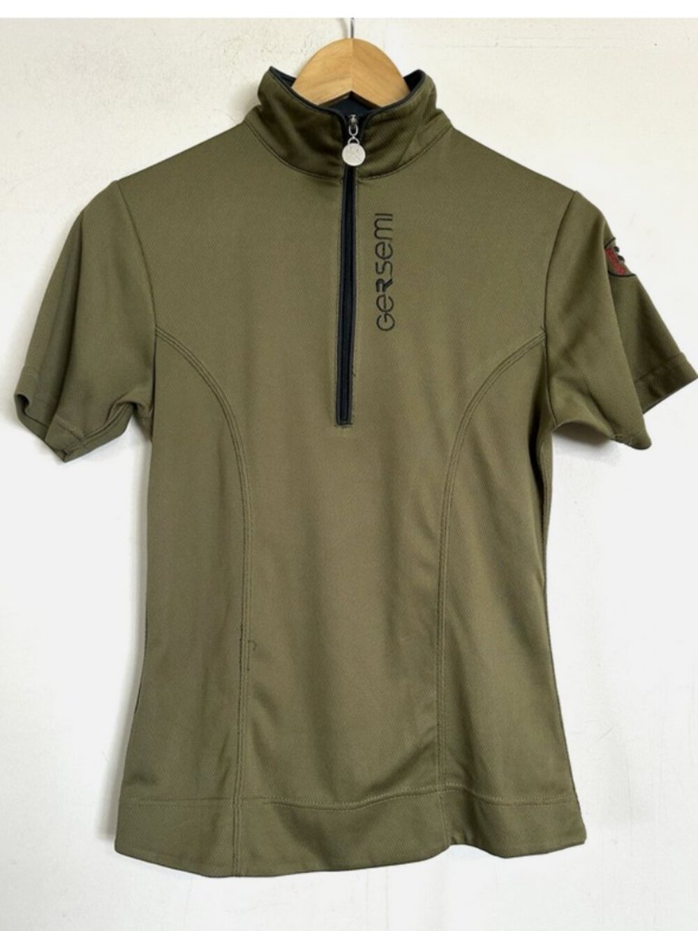 GERSEMI Elin Schooling Top Small Olive Green Short Sleeve
